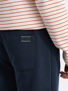Ombre Bawełniane męskie spodnie dresowe joggery BASIC  granatowe V1 OM-PABS-0174 L 2