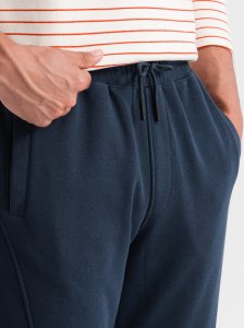 Ombre Bawełniane męskie spodnie dresowe joggery BASIC  granatowe V1 OM-PABS-0174 L 3