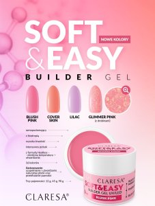 Claresa CLARESA N Żel budujący do paznokci Soft&Easy Builder Glimmer Pink 12g 2