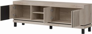 BogFran Szafka RTV stojąca do salonu Stolik pod telewizor Dąb Lamele Loft MATI MI02 3