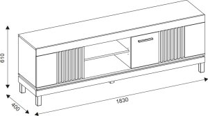 BogFran Szafka RTV stojąca do salonu Stolik pod telewizor Dąb Lamele Loft MATI MI02 8