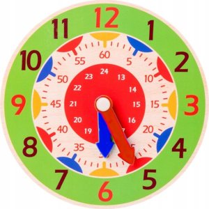 LeanToys Zegar Drewniany Edukacyjny Godziny Minuty Sekundy Zielony 2
