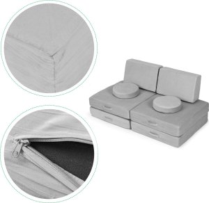 Ecotoys Sofa modułowa duża składana dla dzieci DIY 8 miękkich poduch - szara ECOTOYS 9