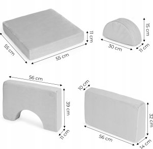 Ecotoys Sofa składana modułowa dla dzieci duża 2 osobowa DIY 10 miękkich poduch - szara ECOTOYS 12