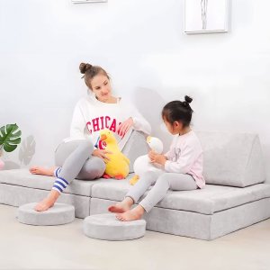 Ecotoys Sofa składana modułowa dla dzieci duża 2 osobowa DIY 10 miękkich poduch - szara ECOTOYS 2