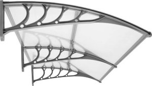 Springos Zadaszenie, daszek do drzwi wejściowych, balkonowych, tarasowych 200x100 cm szary, transparentny UNIWERSALNY 2