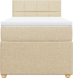 vidaXL Łóżko kontynentalne z materacem, kremowe, tkanina, 80x200 cm 6