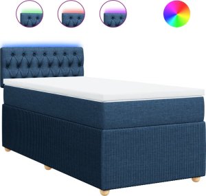vidaXL Łóżko kontynentalne z materacem, niebieskie, tkanina 100x200 cm 2