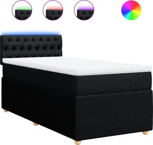 vidaXL Łóżko kontynentalne z materacem, czarne, tkanina, 80x200 cm 2