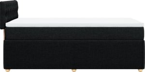 vidaXL Łóżko kontynentalne z materacem, czarne, tkanina, 80x200 cm 7