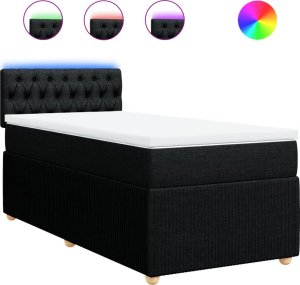 vidaXL Łóżko kontynentalne z materacem, czarne, tkanina 90x190 cm 2
