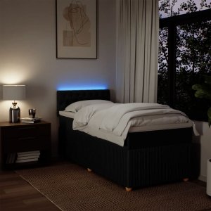 vidaXL Łóżko kontynentalne z materacem, czarne, tkanina 90x190 cm 5