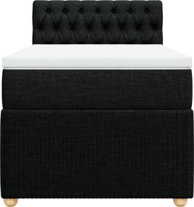 vidaXL Łóżko kontynentalne z materacem, czarne, tkanina, 80x200 cm 4
