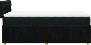 vidaXL Łóżko kontynentalne z materacem, czarne, tkanina, 80x200 cm 5