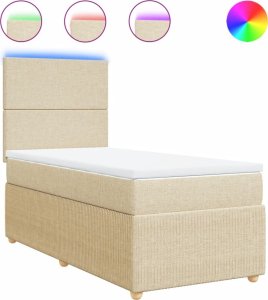 vidaXL Łóżko kontynentalne z materacem, kremowe, tkanina, 80x200 cm 2