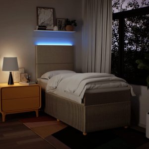 vidaXL Łóżko kontynentalne z materacem, kremowe, tkanina, 80x200 cm 4