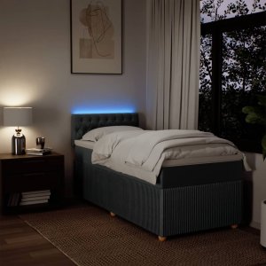 vidaXL Łóżko kontynentalne z materacem, ciemnoszara tkanina 80x200 cm 5