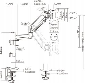 Value VALUE Ramię LCD, 4 punkty obrotu, montaż na stole 2