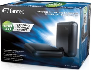 Kieszeń Fantec DB-F35U3 Zewnętrzna obudowa dysku z czarnego aluminium Nadaje się do 8,89 cm 3,5 calowych dysków SATA I/II/III 4