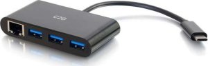 HUB USB C2G C2G USB C Ethernet and 3 Port USB Hub Black - Hub - 3 Ports - Netzwerkadapter - USB-C - Gigabit Ethernet x 1 + USB 3.0 x 3 - Schwarz 1