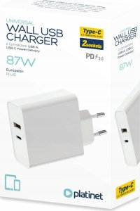 Ładowarka Platinet PLATINET WALL CHARGER ŁADOWARKA ŚCIENNA 87W USB-C PD + USB-A 12W [45768] 2