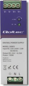 Qoltec Przemysłowy zasilacz na szynę DIN 24V 150W 6.25A 3