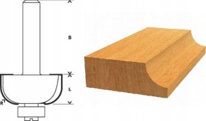 Frezarka Bosch Double-sided half-round milling cutter BOSCH, HM R=10 mm, l=14 mm, shank 8 mm, LOCK 2