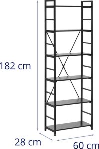 Fromm & Starck Regał na książki loftowy ze stalową ramą 28 x 60 x 182 cm czarny Regał na książki loftowy ze stalową ramą 28 x 60 x 182 cm czarny (10260382) 6