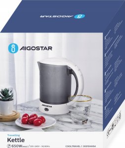 Aigostar  Electric Kettle Plastic Travelling 650W 0.6L Cool gray（offline）VDE/ Cooltravel 2