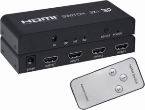 4World Switch HDMI 3in1 Rozgałęźnik 3x1 przejściówka Trójnik + Pilot 1