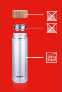 Alpina Alpina - Butelka termiczna ze szkła (podwójne ścianki) 450 ml 11