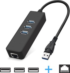 HUB USB SwiatKabli 3 portowy HUB USB 3.0 ze złączem Ethernet 1Gbps na RJ45 LAN 1x3 1