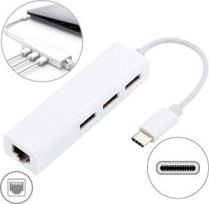 HUB USB Reagle HUB USB-C do 3 x USB 2.0 / ethernet RJ45 karta sieciowa adapter internet 4