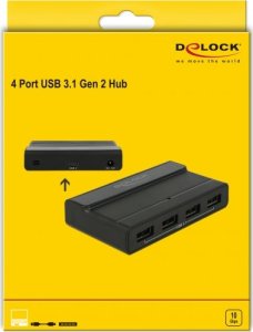 System przekazu sygnału AV Delock DeLOCK External USB 3.2 Gen 2 4 PortHub 10Gbps, USB Hub (black) 4