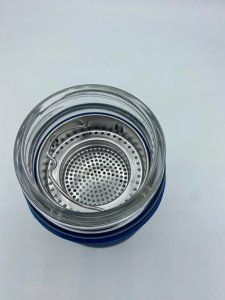 Emsa Emsa Tea Mug thermal tea mug 0.4 liters (blue/transparent, glass, screw cap) 14