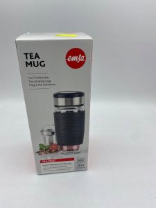 Emsa Emsa Tea Mug thermal tea mug 0.4 liters (blue/transparent, glass, screw cap) 16