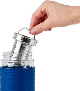 Emsa Emsa Tea Mug thermal tea mug 0.4 liters (blue/transparent, glass, screw cap) 9