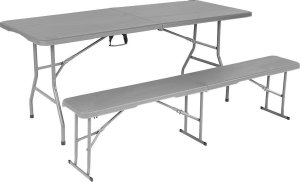 Saska Garden ŁAWKA CATERINGOWA SKŁADANA 183X28X43CM SZARA 7