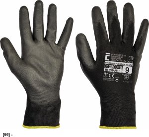 CERVA BUNTING BLACK EVOLUTION - Rękawice dziane, bezszwowe, poliestrowe, cienka warstwa poliuretanu w części chwytnej 7 3