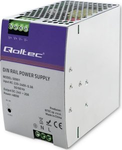 Qoltec Przemysłowy zasilacz na szynę DIN 24V 480W 20A 1