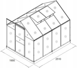 Funfit Szklarnia Ogrodowa Poliwęglanowa 250 cm x 190 cm x 195 cm - 4,75 m2 2