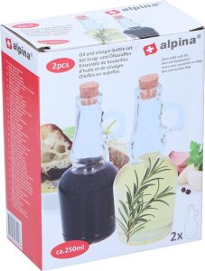 Orion Alpina - Butelka szklana z korkiem na oliwę/ocet 250 ml 2 szt. 1