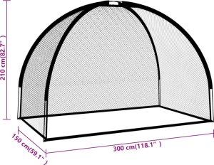 vidaXL vidaXL Siatka do treningu gry w golfa, czarna, 300x150x210 cm 9