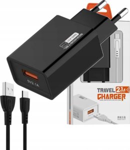 Ładowarka ŁADOWARKA SIECIOWA 2A + KABEL TYP-C CZARNY SOMOSTEL 2100mA USB-C SMS-A31> 1