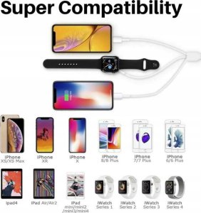 Ładowarka Vega ŁADOWARKA INDUKCYJNA IPHONE USB APPLE WATCH CABLE 3W1 APPX> 4