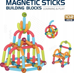 LeanToys Magnetyczne klocki konstrukcyjne - zestaw 102 elementy 1