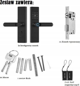 Hedo Inteligentna klamka do drzwi Tuya, Elektroniczny zamek do drzwi na odcisk palca, kod, Wi-Fi, RFID - czarna 5