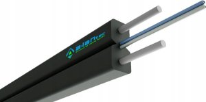 Alantec FO Kabel światłowodowy FTTH płaski SM 2J 9/125 LSOH czarny, wzmocnienie dwoma prętami stalowymi - ALANTEC 1