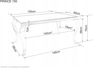 Triton STÓŁ PRINCE CERAMIC BIAŁY CALACATTA/CHROM 150X90 2