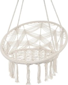 Saska Garden HAMAK AŻUROWY FOTEL WISZĄCY BOCIANIE GNIAZDO 80x60CM BIAŁY NEW STYL 2